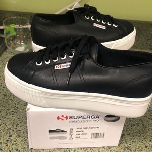 Superga platform leather sneaker